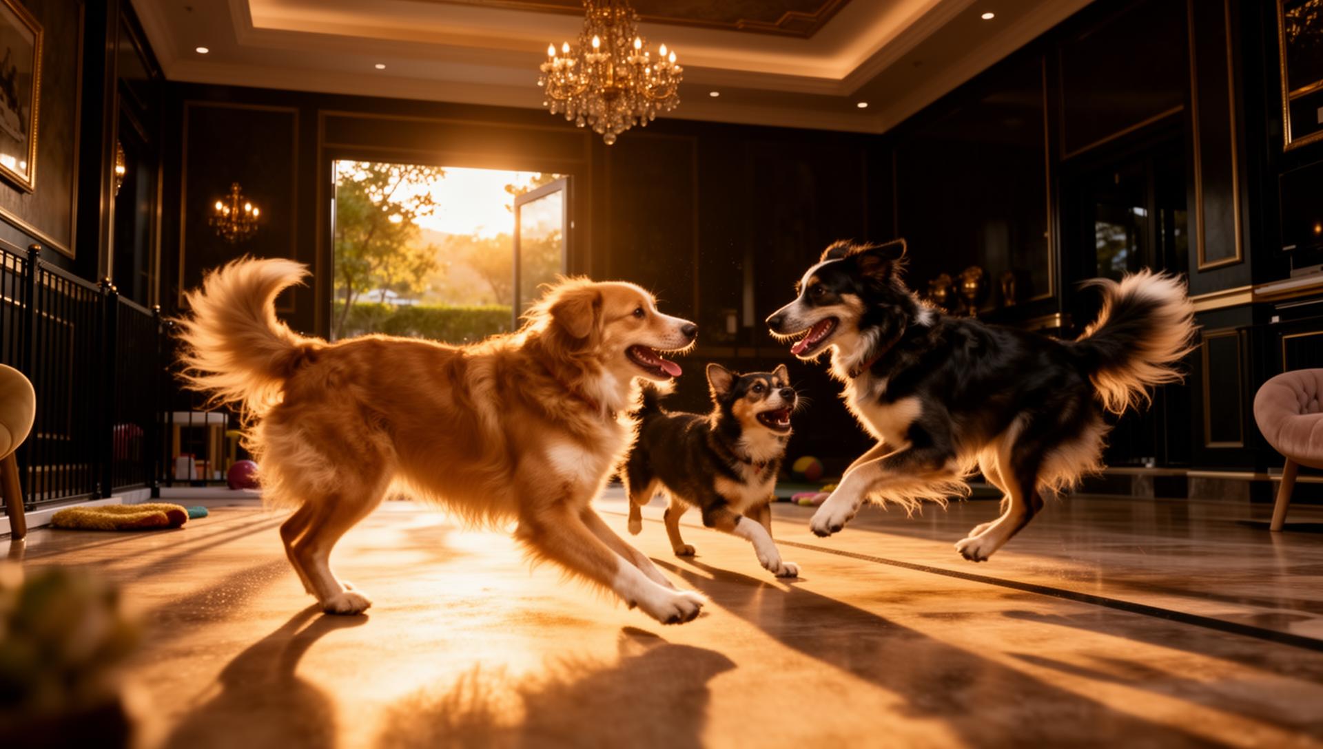 Dogs playing.